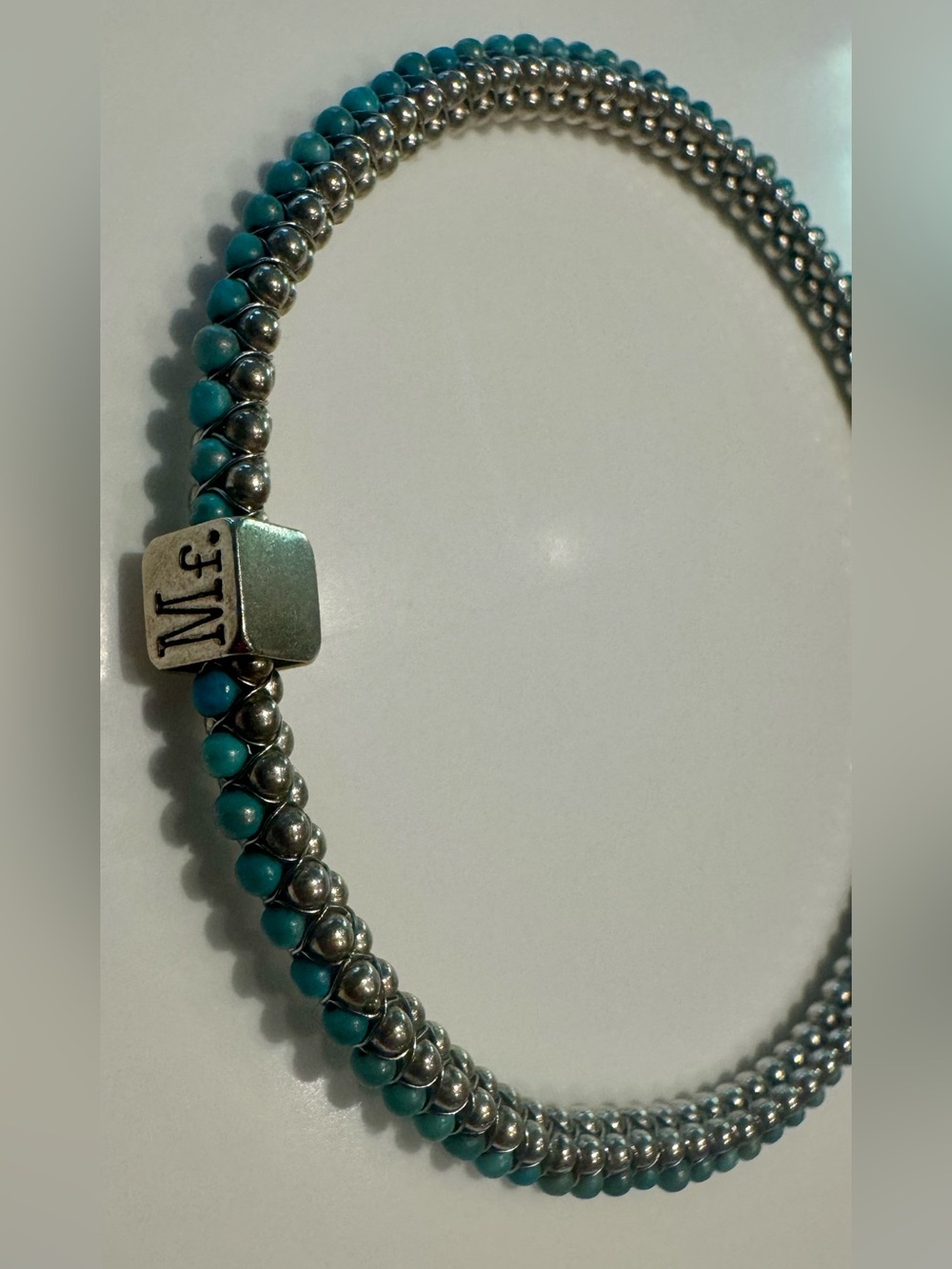 Mignon Faget ⚜️ Halo Sleeping Beauty Turquoise Beaded Bangle - Picture 2 of 5